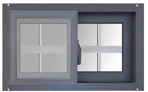 Aluminium Kellerfenster 40x60cm 50x80cm 60x80cm Horizontales Schuppenfenster mit Fliegengitter für Garage Spielhaus Haushalt Dachboden(15.7X19.6IN/40X50CM)