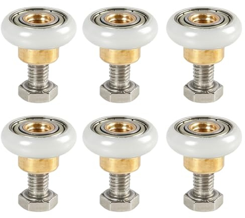 6PCS Roulettes de Rechange pour Porte de Douche 20mm avec vis, Roulettes Porte Coulissante Douche en Cuivre, Glissement Fluide et Durable, Pièces de Rechange Haut et Bas pour Salle de Bain