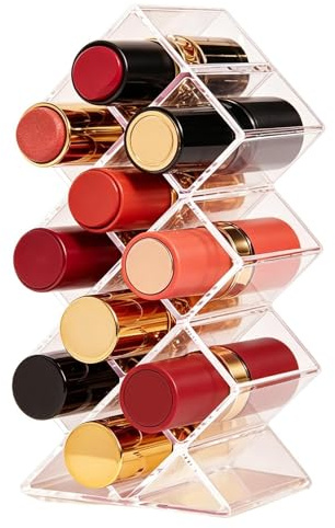 Soporte de lápiz labial para vanidad | Escaparate de lápiz labial transparente, antiarañazos, poco espacio, protegido para brillo a brillo, bálsamo para cejas, dormitorio