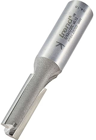 Trend Straight Two Flute Router Cutter, 1/2 Inch Shank, 10mm Cut | Tungsten Carbide Tipped Two Flute Cutter For Clean Straight Cuts In Wood, MDF And Plywood, 3/62X1/2TC