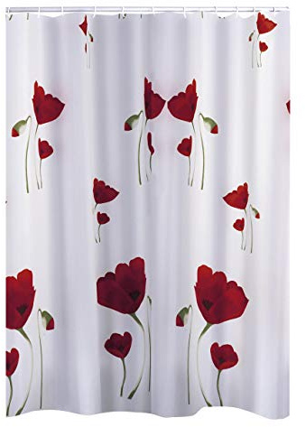 RIDDER Duschvorhang Textil Mohn rot 180x200 cm