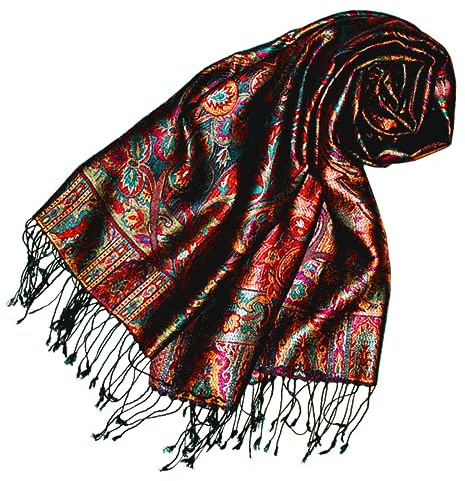 LORENZO CANA lyxig pashmina dam halsduk sjal jacquard vävd 100 % siden 70 x 190 cm paisley mönster sidenhalsduk sidenduk sidenpashmina harmoniska färger