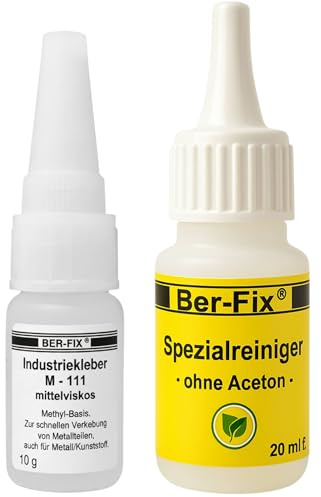 Ber-Fix Industriekleber M111 Metallkleber 10g + 20ml Reiniger | Industriekleber M111 10g mit 20ml Spezialreiniger zur Entfettung vor Metall- und Gummireparaturen.