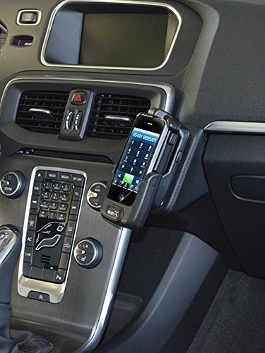 KUDA Handyhalterung passend für Volvo V40 & Volvo V70 XC Cross Country ab 10/2012 - Telefonkonsole für Smartphones, Handys, Navi und mehr – Echtlederkonsole, schwarz, 088440