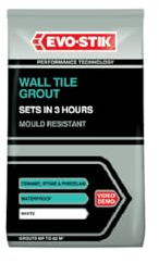Evo Stik Wall Tile Grout Mould Resistant White - 500g - Fast Setting - Suitable for Kitchens and Bathrooms - Ceramic - Stone & Porcelain