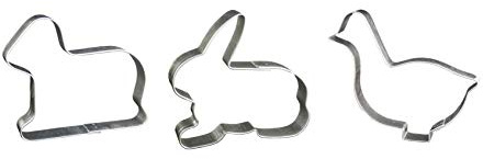 Lares Große Ausstecher/Ausstechformen Sets - Größe von 16cm - aus Weißblech - 3er Set Lamm, Hase + Gans - Made in Germany