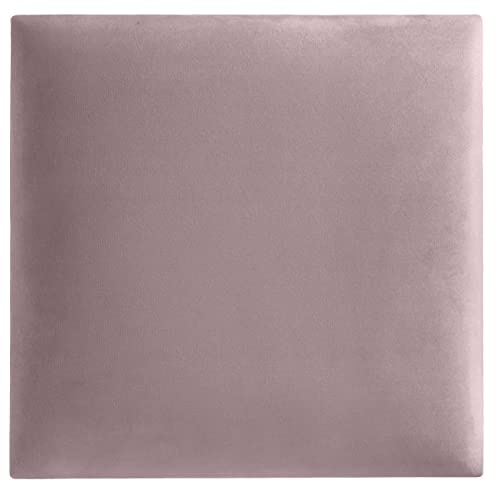 softwalls Wandkissen 30x30 cm Samt Rosa, Extra dick 5cm, Wandpolster zum Kleben od. Bohren, Bett Kopfteil Oeko-Tex, Wandpaneele mit 8mm MDF-Platte, Handgefertigt EU Akustikpaneele, Rückenkissen