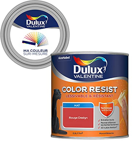 Ma Couleur Sur-Mesure par Dulux Valentine Vernice per interni, pareti, soffitti, legne, tavolozza espressiva, pezzo per la vita opaca, colore rosso, 0,5 l