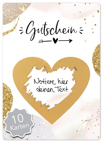 Joli Coon 10 Luxus Gutscheine zum selber ausfüllen, Gutscheinkarten | 350g Designerpapier, fühlbare UV-Lack-Veredelung, für Gutscheine und gemeinsame Erlebnisse, Premium-Papeterie