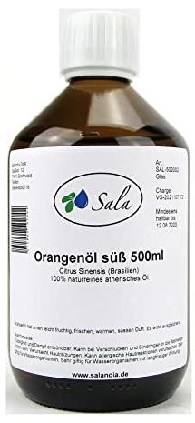 Sala Orangenöl Brasilien ätherisches Öl süß naturrein 500 ml Glasflasche