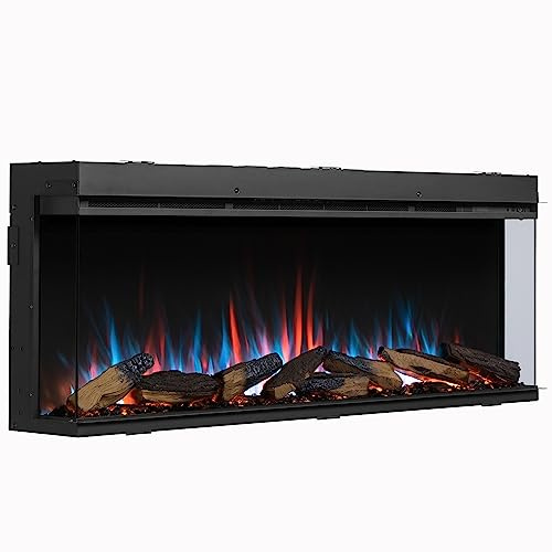 BALDERIA Atalanta 50 - Elektrisk inbyggnadskamin med värmare 1000/2000 W, realistisk 3D flameffekt, integrerad crackle-funktion, fjärrkontroll, timer, termostat - Svart