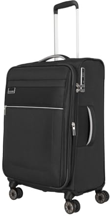 Travelite Reisekoffer mittelgroß mit Dehnfalte, nachhaltig, 4 Rollen, MIIGO, Weichgepäck Trolley aus recyceltem Material, TSA Schloss, 67 cm, 61-66 Liter