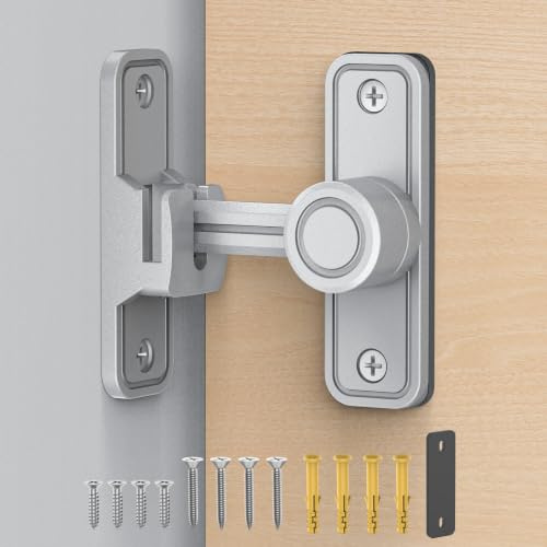Sliding Barn Door Lock Hardware, 90 Degree Locks for Barn Doors, Flip Gate Latches for Barn, Garden, Bathroom, Outdoor, Garage, Window (Silver) | Flip Gate Latches for Garden, Bathroom, Outdoor, Garage, Window, Barn Doors