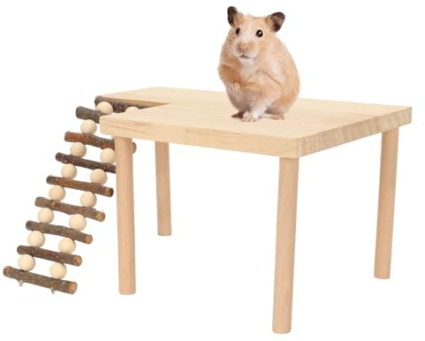 Hamster Holzplattform Hamster Kletterleiter Spielzeugkäfig Zubehör für Meerschweinchen, Chinchillas, Rennmäuse, Hamster