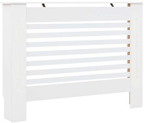 FIRBNUS 112x19x81.5 cm HeizköRperverkleidung HeizköRper Heizungsverkleidung HeizköRperabdeckung LamellentüR Heizungsrohr Verkleidung Weiß