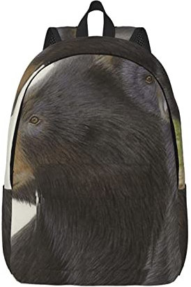 Schwarzer Bären-Rucksack für Damen und Herren, leicht, für Schule, Freizeit, Tagesrucksack, Reisen, Business, Arbeit, Schwarz , S