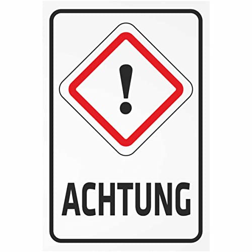 Indigos UG Aufkleber Achtung Ausrufezeichen 200x150 mm Hotel, Firma, Schutz, Kita, Arzt, Praxis, Wohnung Sicherheit Warnung