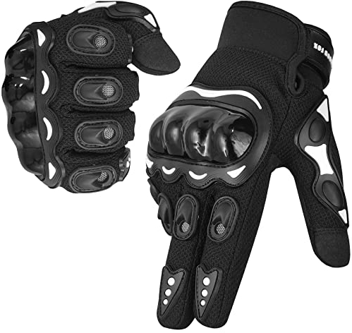 WESTWOOD FOX Motorradhandschuhe Herren Damen, Vollfinger Touchscreen Motorradhandschuhe für BMX MX ATV MTB Reiten, Jagen, Klettern und Outdoor-Sportarten (Schwarz, L)