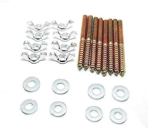 Pro Bamboo Kitchen 8pcs Hanger Bolts 1/4-20 x 3 Double Head Dowel Screw with Wing Nuts for Wood Furniture