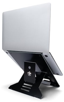 R-GO Riser Document, Laptop Ständer mit Dokumentenhalter, Verstellbarer Laptop Riser Für Büro Oder Zuhause, Ultra-Dünnes Aluminium, Kompatibel für Laptops (10-22 Zoll), Schwarz