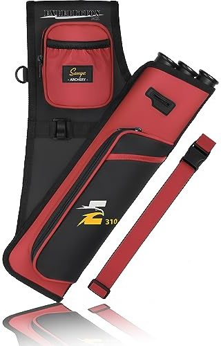 Sunya faretra per frecce arco. Include 3 tubi portafrecce, tasche per accessori e cintura. Adatto per archi compound e recurve.