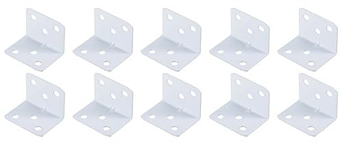 QUARKZMAN Tiroir Serrure Gâche Plaque x 10pcs Métal Angle pour Maison Bureau Armoire Placard Tiroir, [Blanc, 37x 29x29mm]