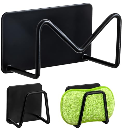 ZSMJAER 3 Pièces Porte Éponge Évier Cuisine,Durable et imperméable Porte-éponge Universel en Acier Inoxydable Accessoire de Cuisine pour Le Stockage et Les égouttements