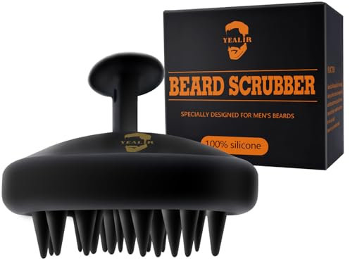 YEALIR Beard Brush for Men, Silicone Beard Scrubber, Deep Cleans, Hair & Beard Exfoliator Helping Beard Shampoo Better Clean the Beard, Good Helper for Beard Oil - Eco & Reusable