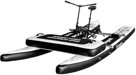 Spatium 2.0 Modell Wasserfahrrad für See, aufblasbarer Ponton mit Pedal, Wasserfahrräder mit 3-Blatt-Propeller für Wassersport, Schwarz / Weiß