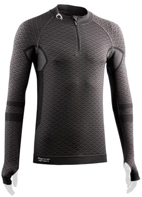 Lurbel Volcano Long Sleeves Zip Caliente Camiseta Térmica con Cremallera Unisex Técnica Y Muy Transpirable (S - Marengo)