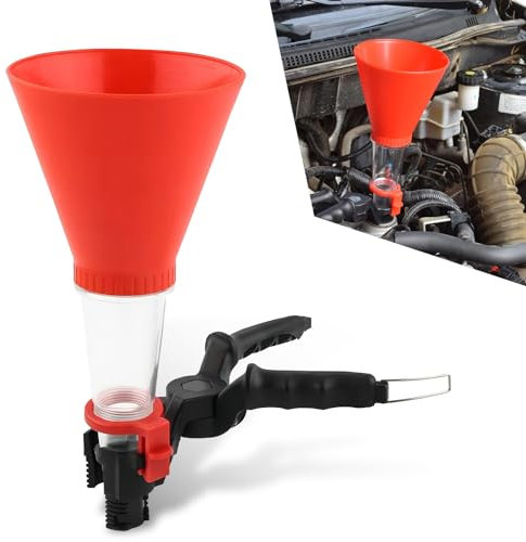 Jewkot 1 embudo de llenado de aceite de motor de automóvil, estructura antifugas, embudo de aceite de bloqueo de motor con filtro, accesorios de repuesto multifuncionales, compatible con la mayoría de