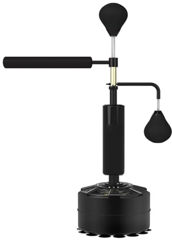 Freistehender Schwerer Boxsack Boxen Ausrüstung 360°Spinning Bar Frei Stehend Mit 2 Punching Ball,Boxen Training Ziel Reflex Geschwindigkeit Tasche,für Erwachsene Jugend, Männer Stand Kickboxing Bags