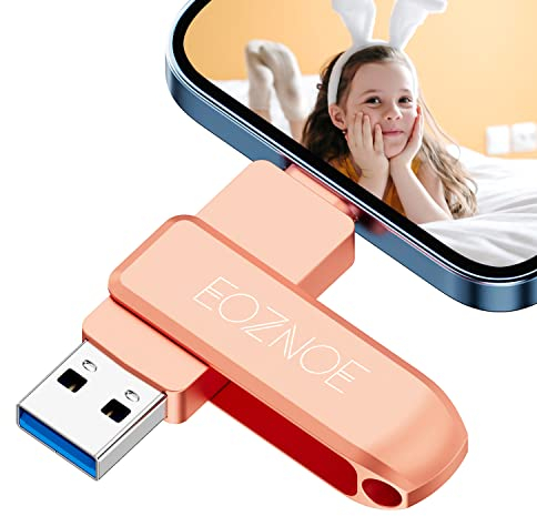 EOZNOE Chiavetta USB 128GB, Chiavetta USB Per iphone Compatibile con OTG Andriod/Pad/Mac/tablet/PC, Nessuna APP per iPhone Foto-Stick Pen Drive Salva Foto e Video