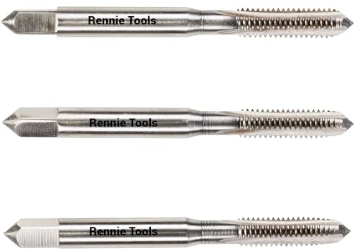 Rennie Tool - M4 x 0.7 HSS Metric Hand Tap Set 3 Piece 1st, 2nd & 3rd Cut | Taper Tap, Middle Tap, Bottom Tap (Plug Tap)) High Speed Steel For Threading Holes. 4mm Metric Tap Set