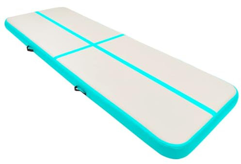 qohoio Aufblasbare Gymnastikmatte mit Pumpe 400x100x15 cm Trainingsmatte Turnmatte TurngeräTe Aufblasbare Gymnastikmatte PVC Grün