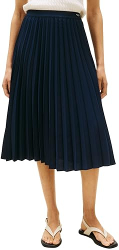 Tommy Hilfiger Donna Gonna Fluid Pleated Pull On Midi Gonna a Pieghe, Blu (Dark Night Navy), 50