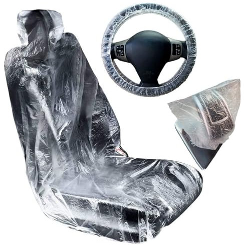 30 Pièces Housse Plastique Jetable Transparente pour Auto, Housse de Siège Voiture Jetables, Transparente Housse pour Siège de Voiture, Gardez Votre Siège Propre pour L'entretien de la Voiture