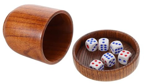 KOMBIUDA Würfelbecher Aus Holz Mit Deckel Für Barspiele Stapelbar Mit Würfeln Für Partyspiele Und Brettzubehör Langlebig Und Haltbar