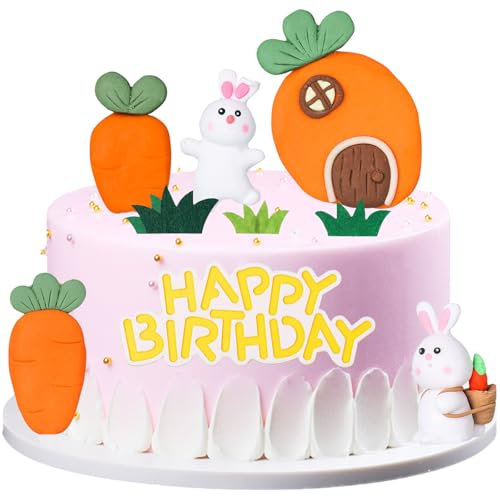 Pâques Décoration Gâteau, Deco Paques Lapin, Miniature Lapin Ornement, Carotte Ornements Statue, figurine lapin paques, Décoration de Gâteau, Décoration de gâteau d'anniversaire pour enfants