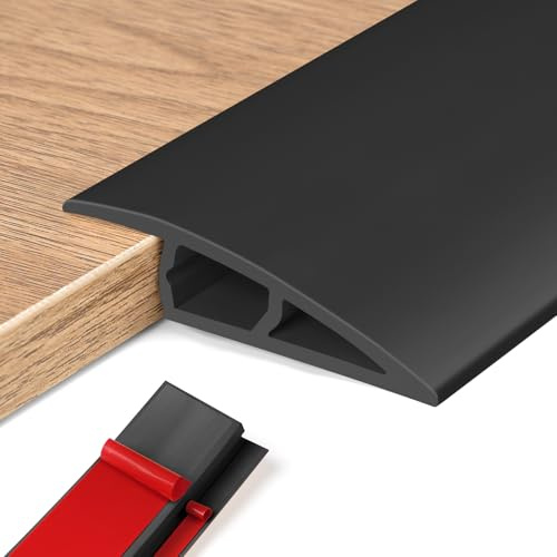 Barre de Seuil Adhesive PVC, Seuil de Porte, Profilés de Réglage en Hauteur en Vinyle,Rattrapage Niveau pour Hauteur du Seuil, Rampe de Seuil Bandes (Noir, 5~10mm(H),1M(L))