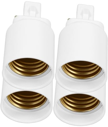TOPBATHY Adaptador de Portalámparas E27 G24q de 4 Pines, white, Resistente al Calor Fácil Instalación para Bombillas en Casa y Tienda, 4 Piezas