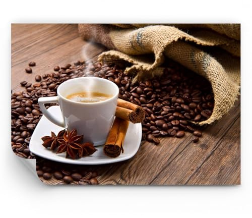 ARTTOR Carta da Parati Vinile in TNT 300x210 cm Cucina - 2152 - WF3 | Caffè Cioccolato Colazione Premium Canvas Fotomurale Moderno Decorazione da Parete Murale da Parete Per Soggiorno ARTTOR