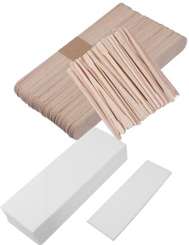 DEARMAMY 400pièces Kit de Bâtonnets de Cire Jetables pour Épilation Visage Corps avec Applicateur Bois et Bandes Dépilatoires