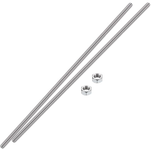 HiPicco 1/2-20 Fully All Threaded Rod & Studs, 250mm/10 Length, 304 Stainless Steel Right Hand Fine Thread Screw for Furniture Anchor Bolts, Clamps, Hangers and U-Bolts 2 Pack 【with Nuts】