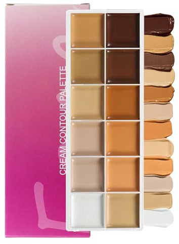 Palette Fondotinta - Correttore 12 Colori a Lunga Durata - Trucco Viso per Ufficio Matrimoni Eventi Serate Pelle Matura e Contorno Occhi