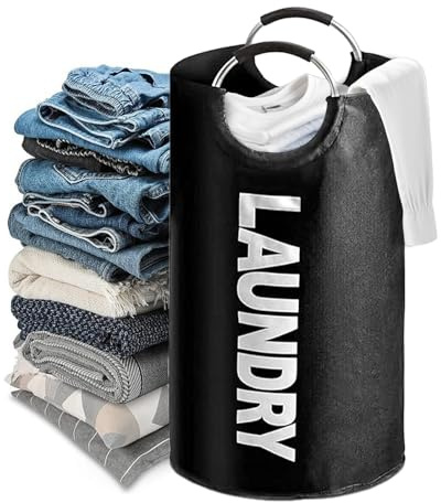 Faltbare Wäschekorb, 90L Kapazität Wäschesammler mit Griff, Wäschebox aus Oxford-Stoff, Wasserdicht Wäschesack Laundry basket, Tragbar Wäschesortierer Aufbewahrungsbehälter, Flaschensammler für Schl