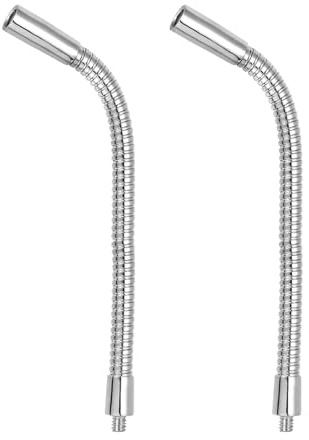 PATIKIL 2Pcs 8 Gooseneck Tube, 1/4 Male to 3/8 Female Thread Heavy Duty Metal Universal Microphone Flexible Gooseneck Hose Arm Extension Tube for Action Camera Mic/Phone Holder, Chrome