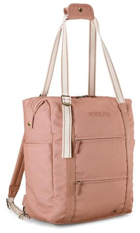 Joules Epwell Collection, Softside Backpack Tote with Carrier Straps, Fits Laptops, 24L Capacity, Pink