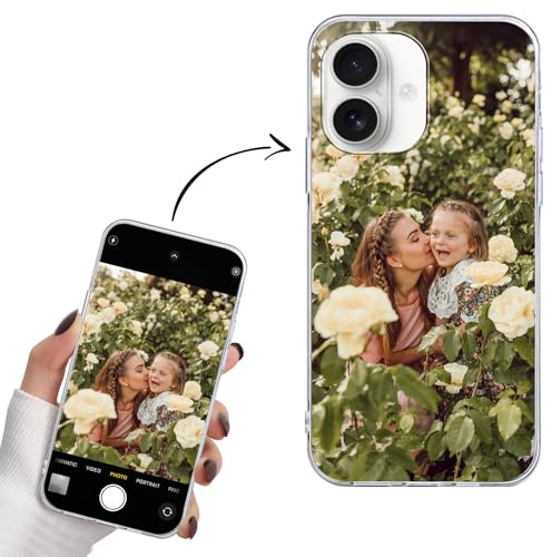Yoedge Personalisierte Handyhülle für iPhone 17 Hülle Selbst Gestalten mit Eigenem Foto Bild Text Personalisiert Case Individuelle Geschenk Schutzhülle Transparent Cover für iPhone 17 6,3