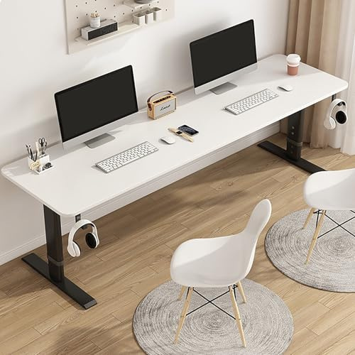 FVTVHEV Höj- och sänkbart skrivbord Ståbord Höj- och sänkbart från 65 till 100 cm Sitt- och ståbord Lätt att montera Passar för många olika tillfällen(White+Black,80cm)